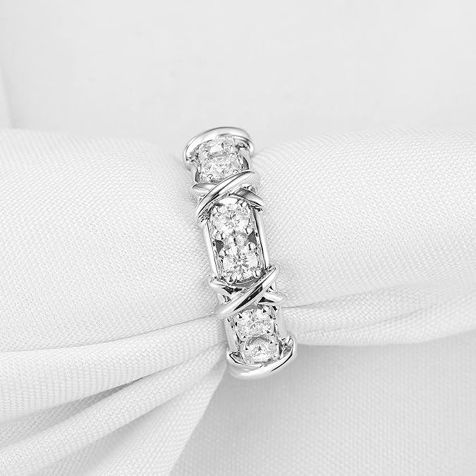 S925 Sterling Silver Moissanite Cross Full Diamond Ring