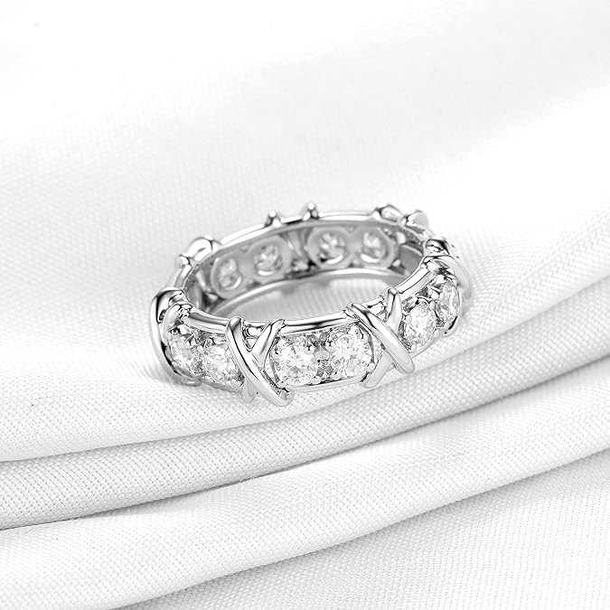 S925 Sterling Silver Moissanite Cross Full Diamond Ring