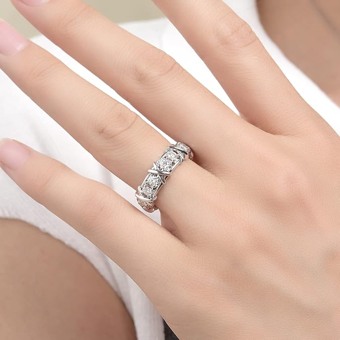 S925 Sterling Silver Moissanite Cross Full Diamond Ring