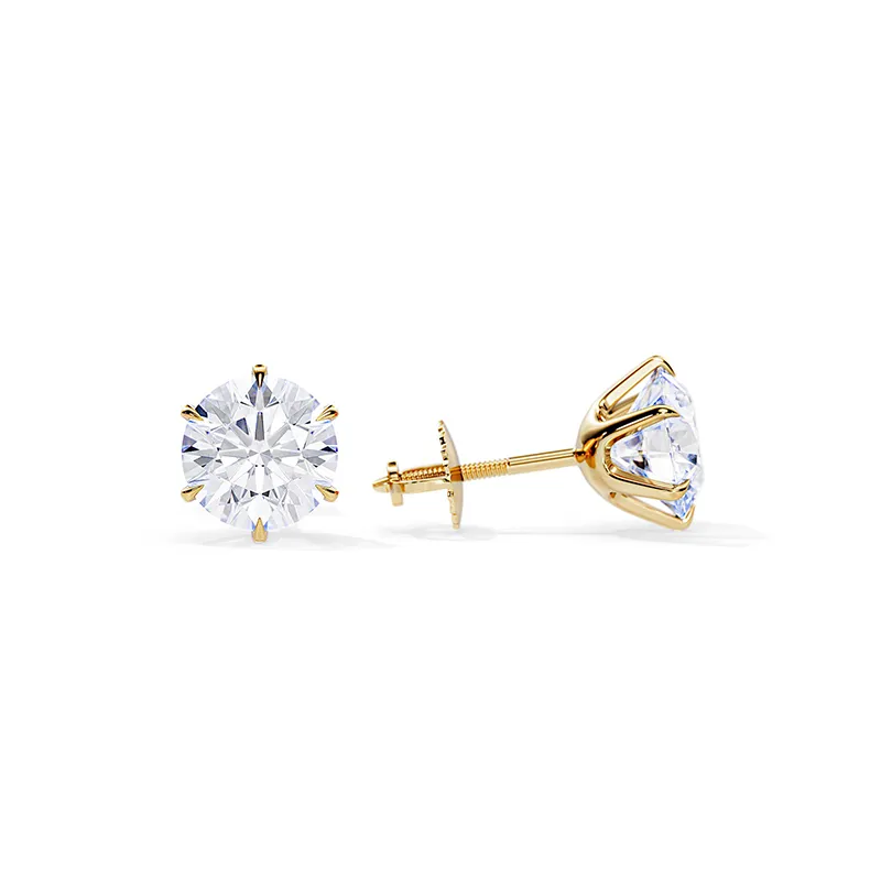 Six Prong Screw Back Moissanite Earrings