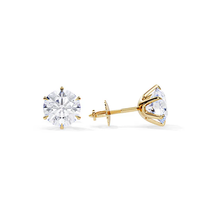 Six Prong Screw Back Moissanite Earrings