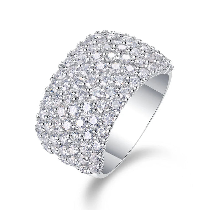 Iced Bling Moissanite Diamond Eternity Ring, 7 Rows 925 Sterling Silver Wedding & Engagement Band, Luxury Fine Jewelry Gift