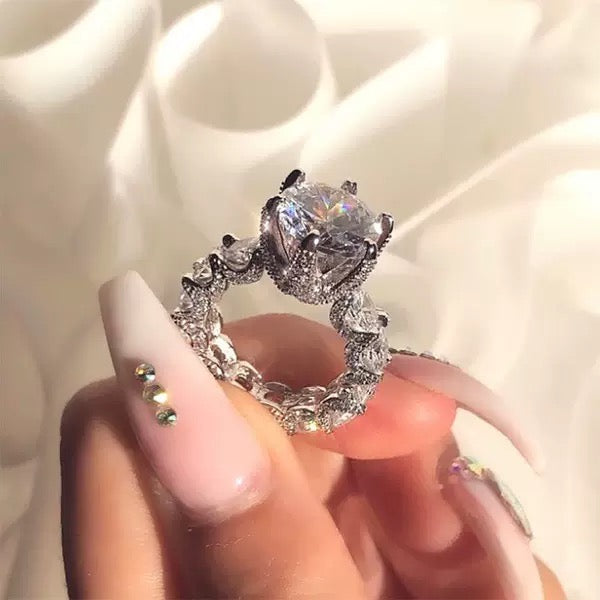 Timeless Marquise Floral Ring – Dainty & Stackable Sterling Silver Band