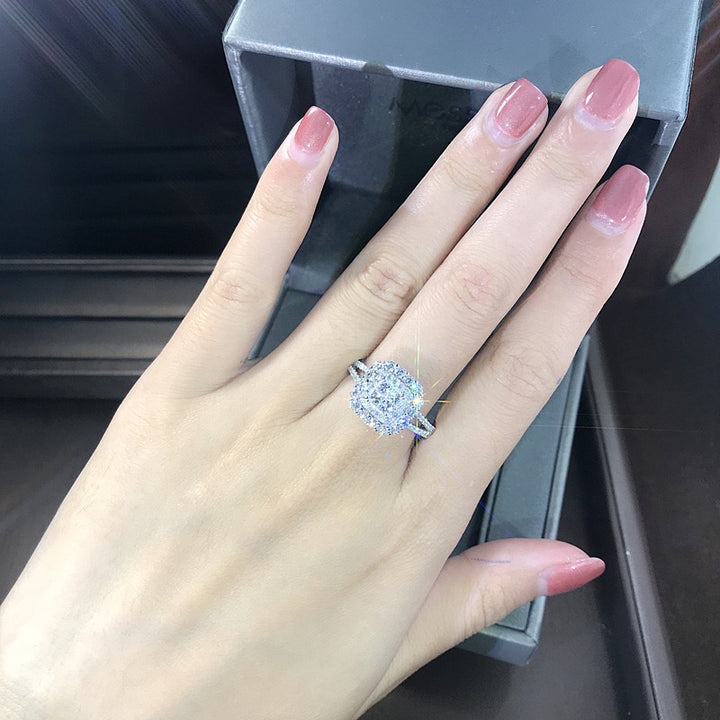 Romantic 7.0Ct Cushion Cut Three-Stone Ring