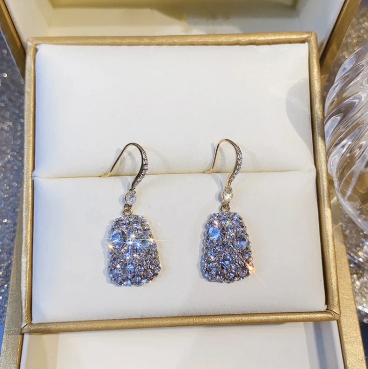 Elegant French Diamond Square Earrings