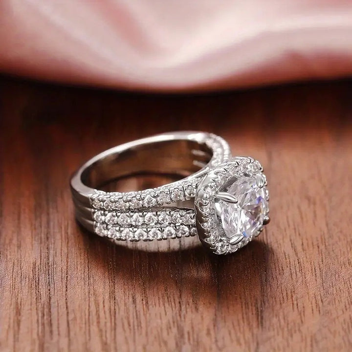 Elegant Halo Cushion Cut Simulated Diamond Ring