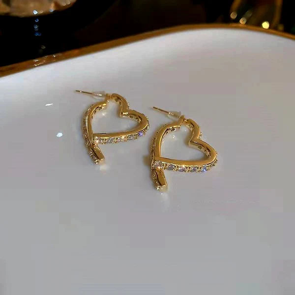 14K Gold-Plated Elegant Heart Earrings – Sparkling Zircon Studs