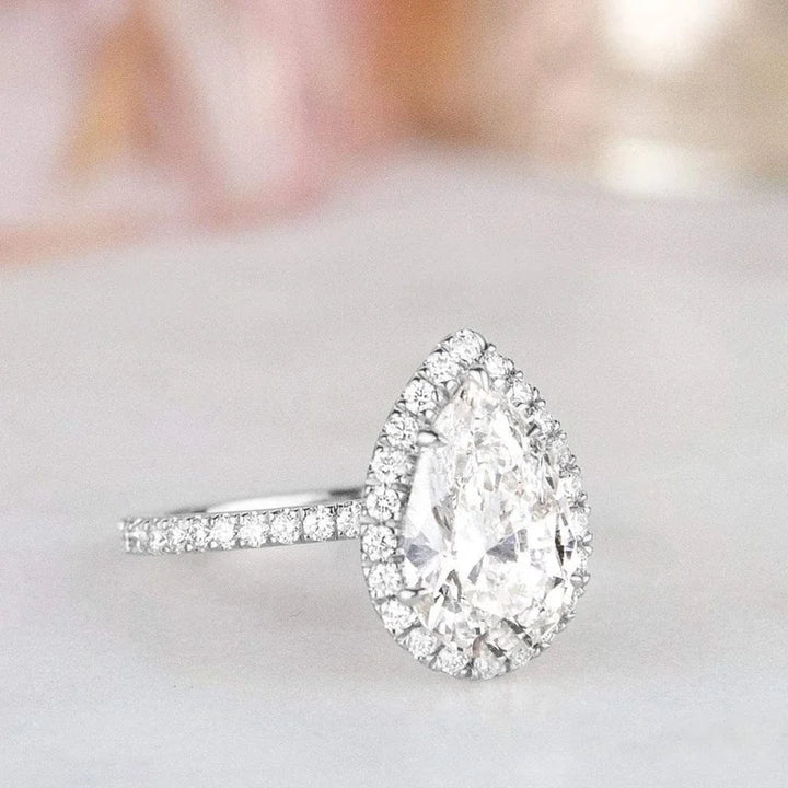 S925 Sterling Silver Teardrop Bridal Moissanite Wedding Band Set