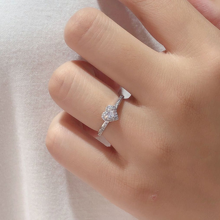 Heart-Shaped Halo Engagement Ring with Moissanite