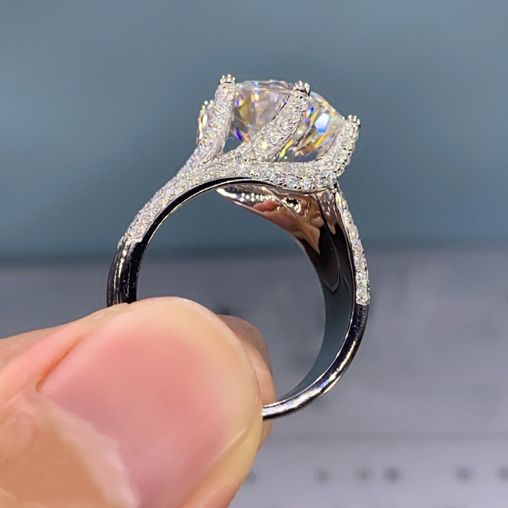 Eternity’s Echo – S925 sterling silver Triple Row Diamond Statement Ring