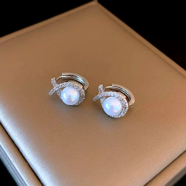 Graceful Zircon Bead Water Drop Hoop Earrings