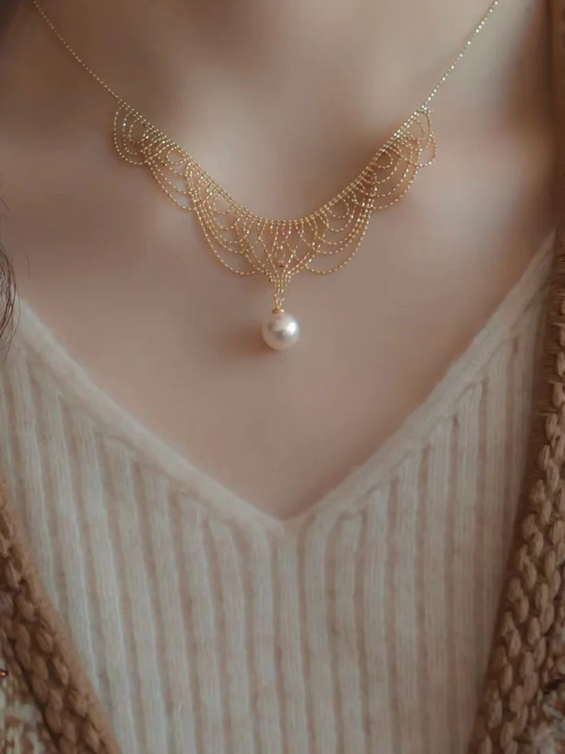 Romantic Pearl Choker Necklace