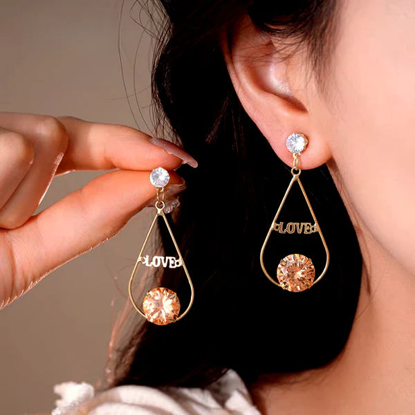 Zircon Diamond Love Letter Tassel Earrings