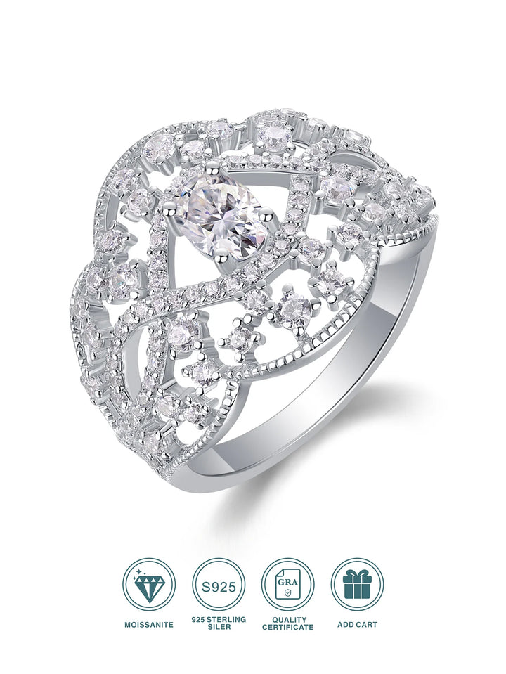Moissanite Ring Vintage Hollow Style