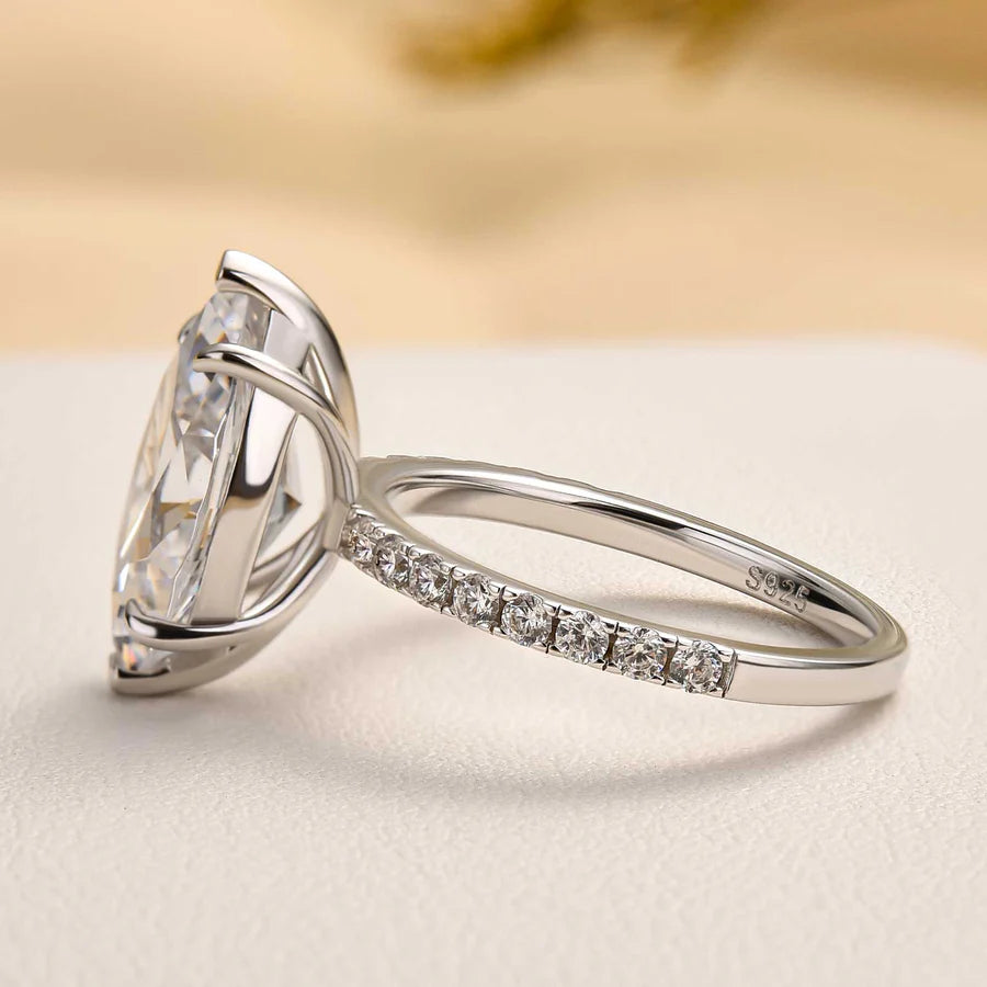 S925 Sterling Silver Marquise Cut Engagement Ring