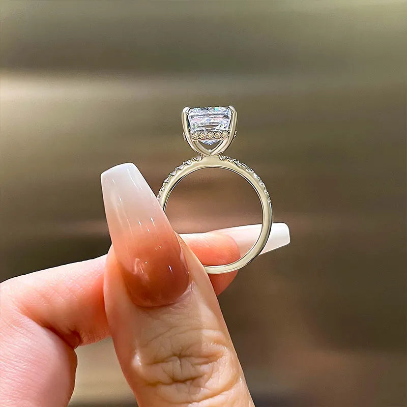 Elegant Radiant-Cut Simulated Diamond Engagement Ring for Women