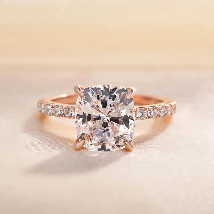 Sparkling Solitaire Cushion Cut Engagement Ring in Sterling Silver