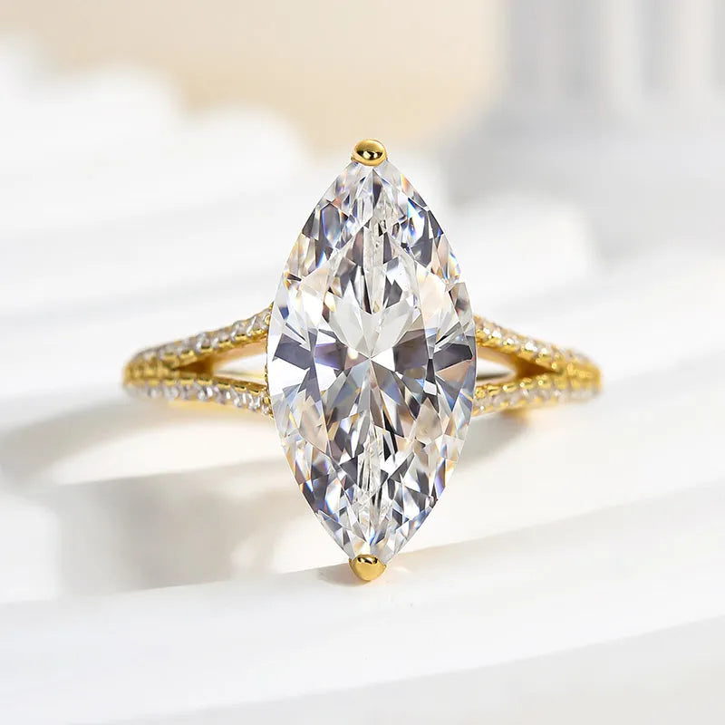 Exquisite Split Shank 4.0Ct Marquise Cut Engagement Ring