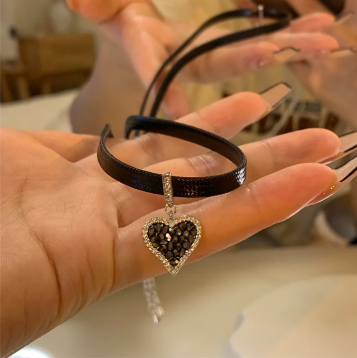 Sparkling Black Heart Earrings with Diamond Accents