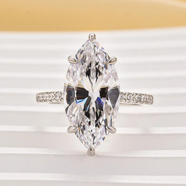 S925 Sterling Silver Marquise Cut Engagement Ring