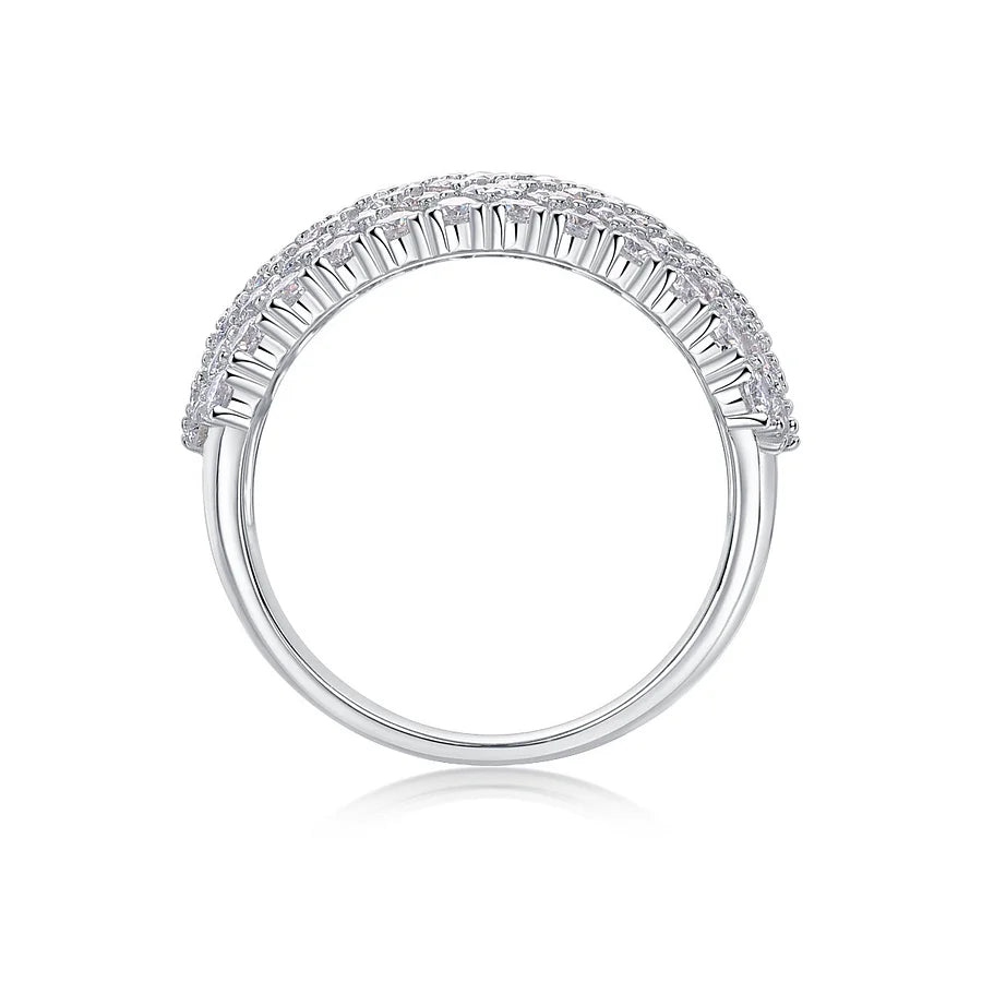 Iced Bling Moissanite Diamond Eternity Ring, 7 Rows 925 Sterling Silver Wedding & Engagement Band, Luxury Fine Jewelry Gift