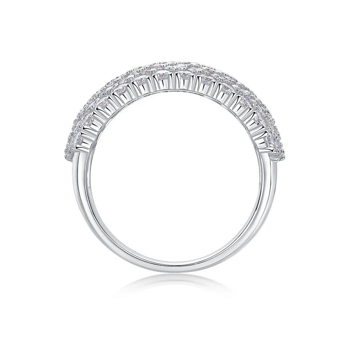 Iced Bling Moissanite Diamond Eternity Ring, 7 Rows 925 Sterling Silver Wedding & Engagement Band, Luxury Fine Jewelry Gift