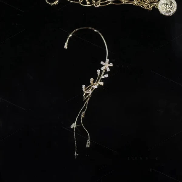 Elegant Wheat Flower Design: 14K Gold-Plated Zircon Ear Cuffs