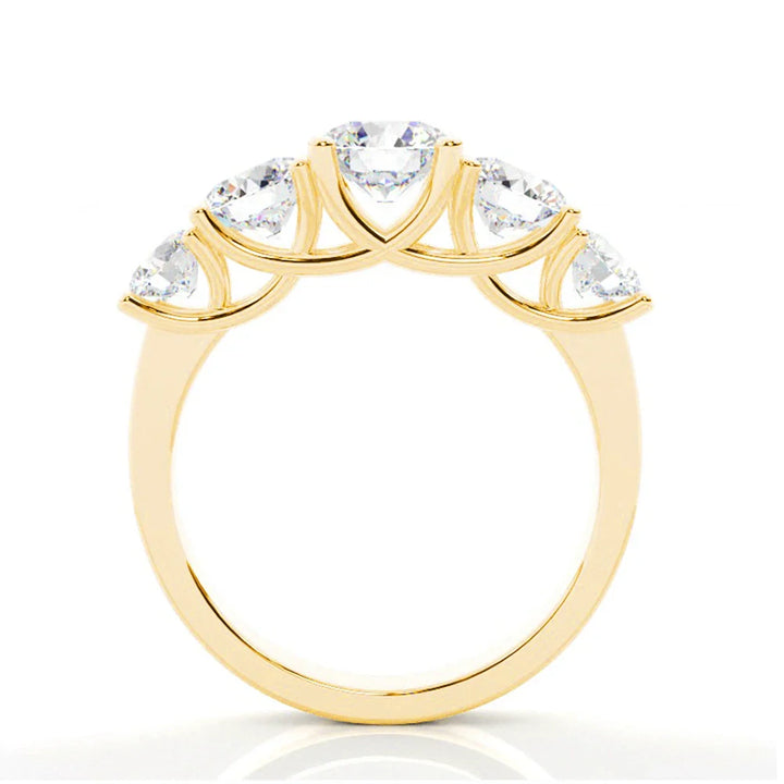 Five-Stone Moissanite Ring with Tapered Trellis Setting