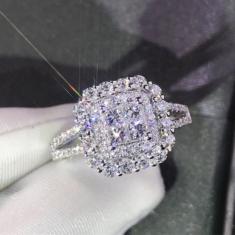 Romantic 7.0Ct Cushion Cut Three-Stone Ring