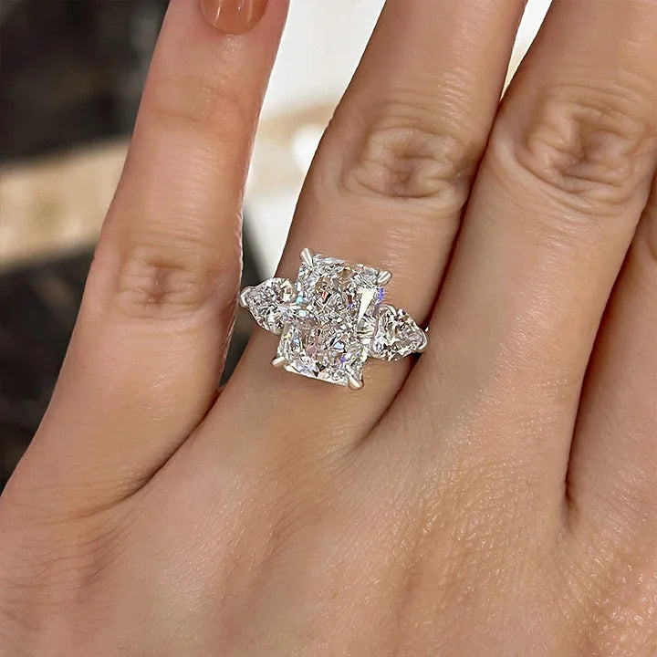 Elegant Three-Stone Silver Ring for Her