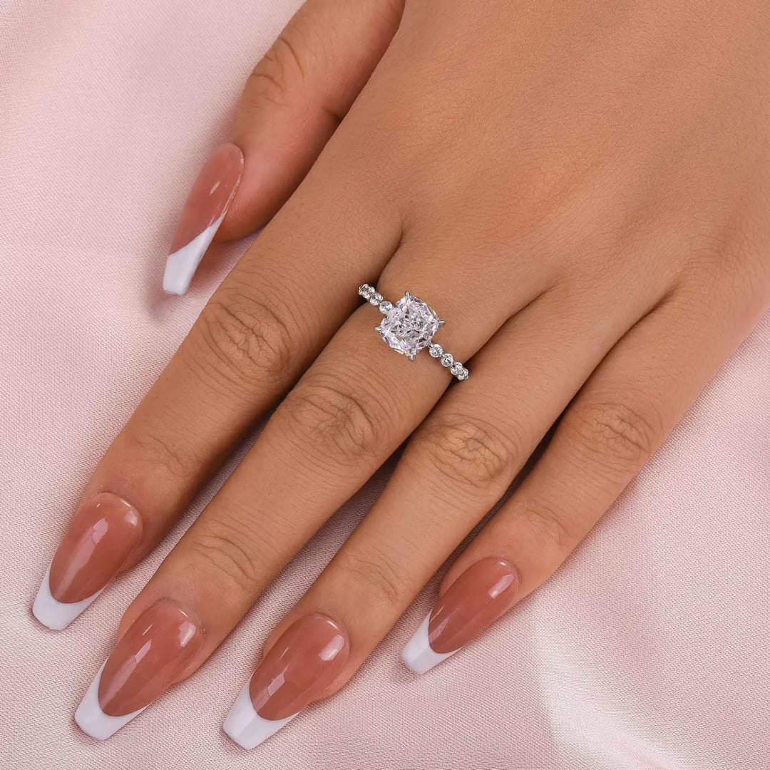Ushion Cut Engagement Ring In Sterling Silver