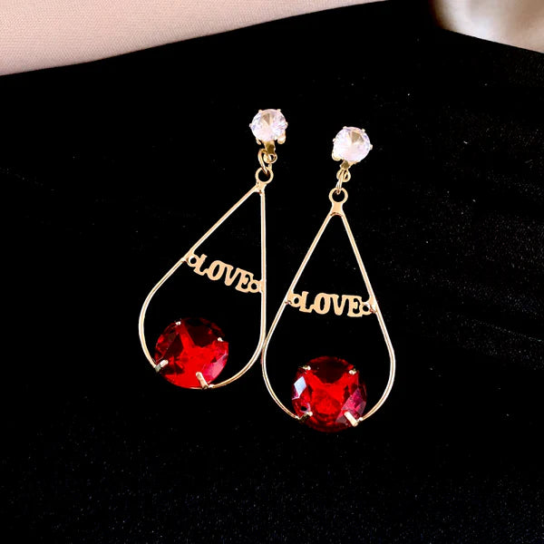 Zircon Diamond Love Letter Tassel Earrings