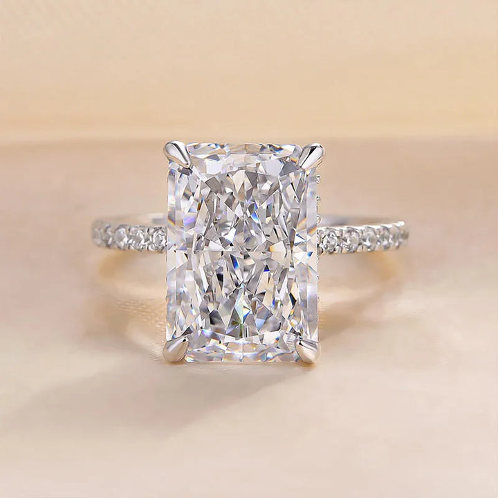 Elegant Radiant-Cut Simulated Diamond Engagement Ring for Women