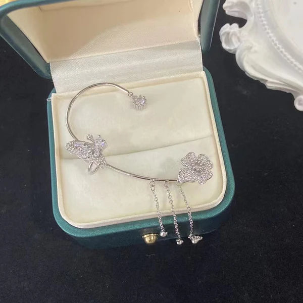 Graceful Sparkle: Elegant Zircon Butterfly Ear Cuffs (1 Pair)