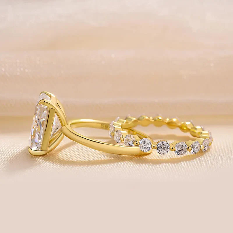 Stunning Radiant Cut Bridal Set In Sterling Silver-Receive a Free Band Ring