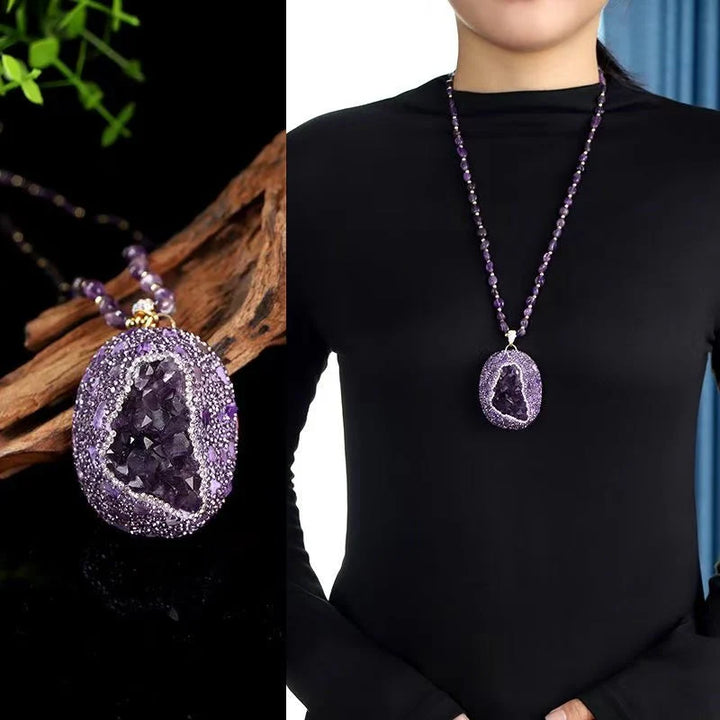 Violet Amethyst Sweater Chain Necklace