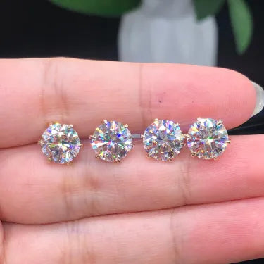 Six Prong Screw Back Moissanite Earrings