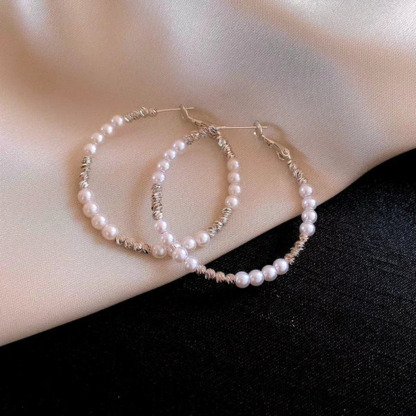 14K Gold-Plated Elegant Beaded Hoop Earrings