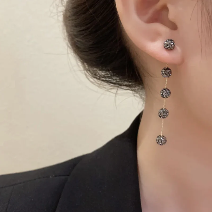 Elegant Black Bead Tassel Earrings