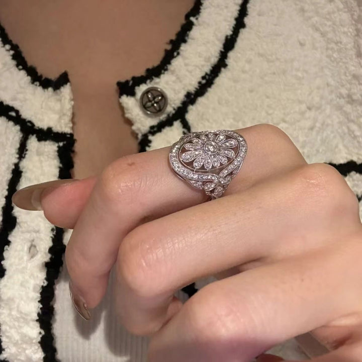 Floral Mosaic Oval Full Diamond Ring
