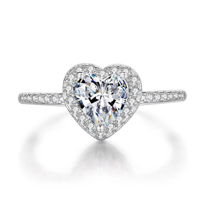 Heart-Shaped Halo Engagement Ring with Moissanite