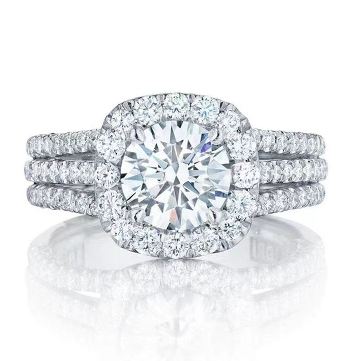 Elegant Halo Cushion Cut Simulated Diamond Ring