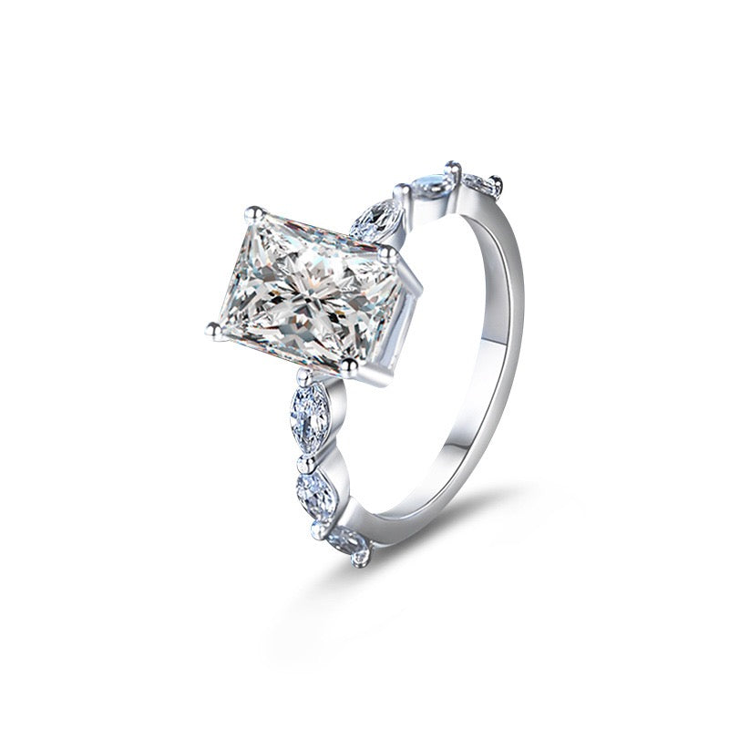 Elegant Cushion Cut Sterling Silver Engagement Ring