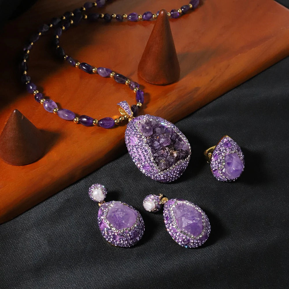 Violet Amethyst Sweater Chain Necklace