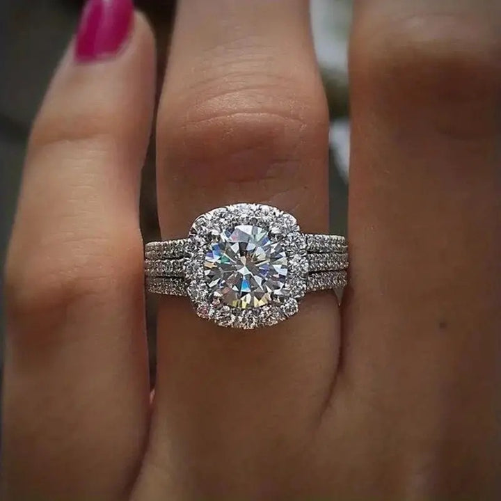 Elegant Halo Cushion Cut Simulated Diamond Ring