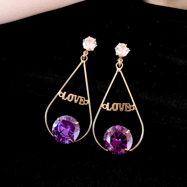Zircon Diamond Love Letter Tassel Earrings
