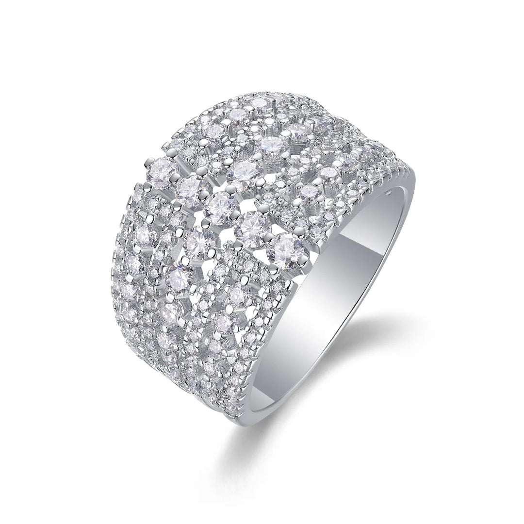Moissanite Eternity Ring – Platinum-Plated Fine Jewelry