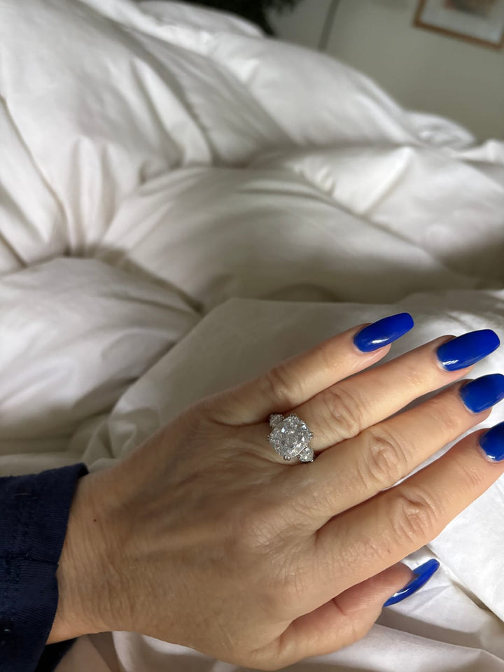 Romantic 6.0Ct Cushion Cut Three-Stone Engagement Ring for Women