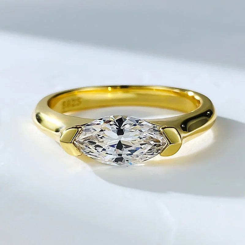 Modern Marquise Cut Sterling Silver Ring – Elegant Simplicity