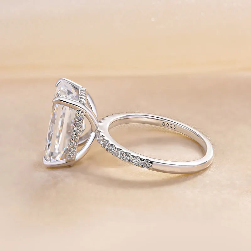 Elegant Radiant-Cut Simulated Diamond Engagement Ring for Women
